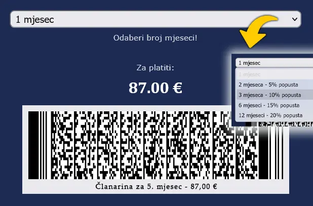 Barcode generator odabir broja mjeseci banner